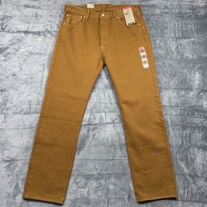 Levis 501 Jeans New Mens Original Button Fly Mustard Brown Stretch 34 X 32 NWT